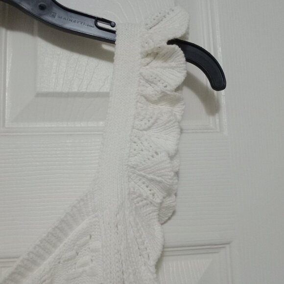 Chelsea & Violet White Knit Ruffle Strap Tank Top Small Boho Cottagecore Feminin - Picture 7 of 7
